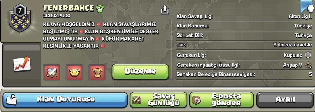ÖZEL İSİMLİ CLASH OF CLANS KLAN 7 SEVİYE